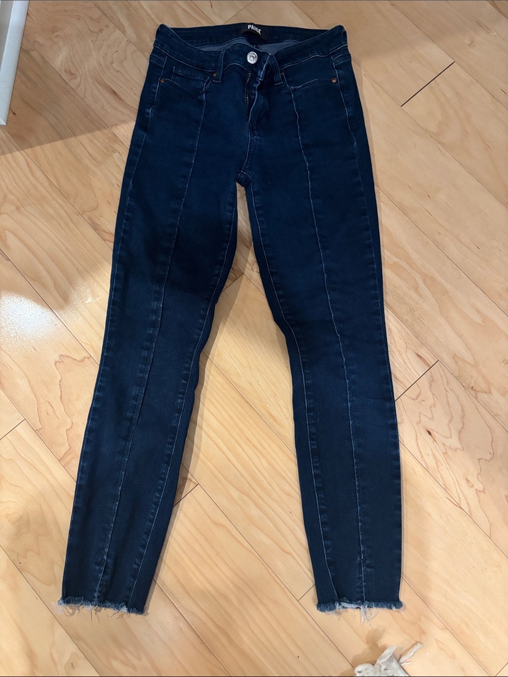 PAIGE Indigo Skinny Jeans with Frayed Hem